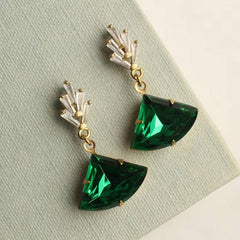 Emerald green & crystal Art Deco earrings