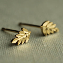 Gold vermeil fern stud earrings