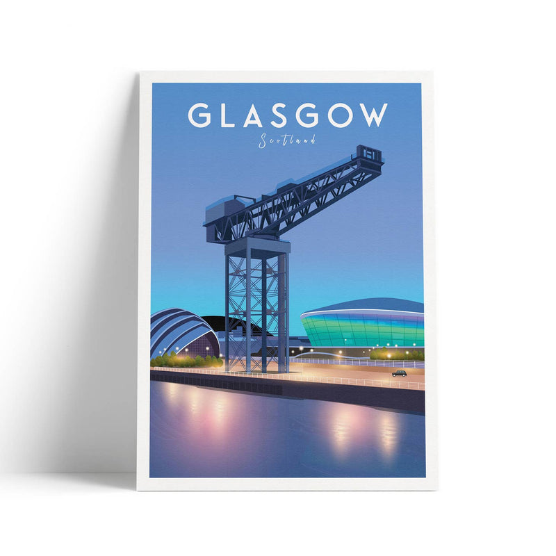 Glasgow Finnieston Crane, Hydro & Armadillo A4 travel poster print