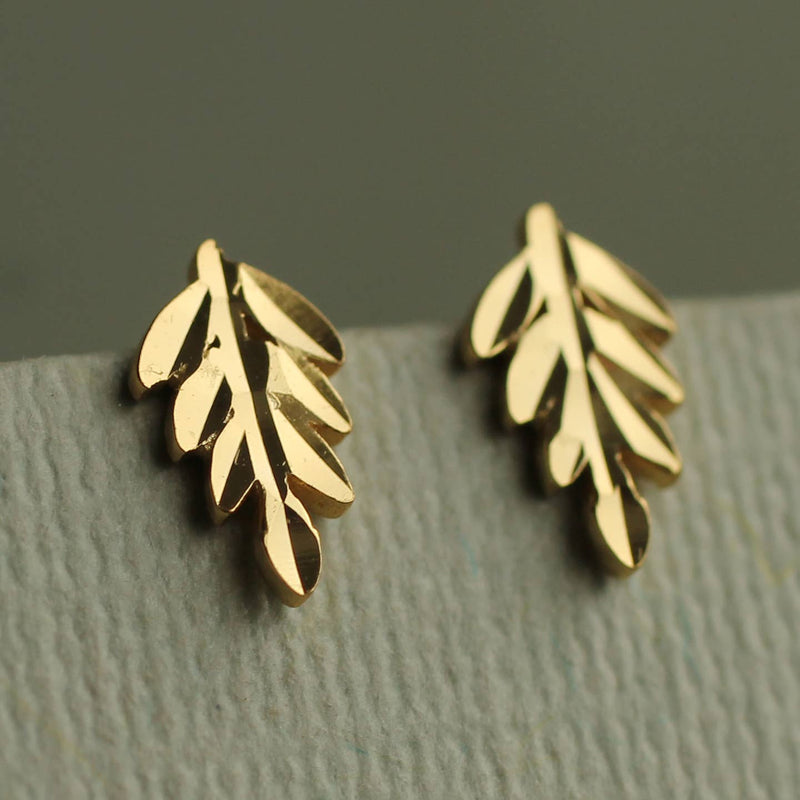 Gold vermeil fern stud earrings