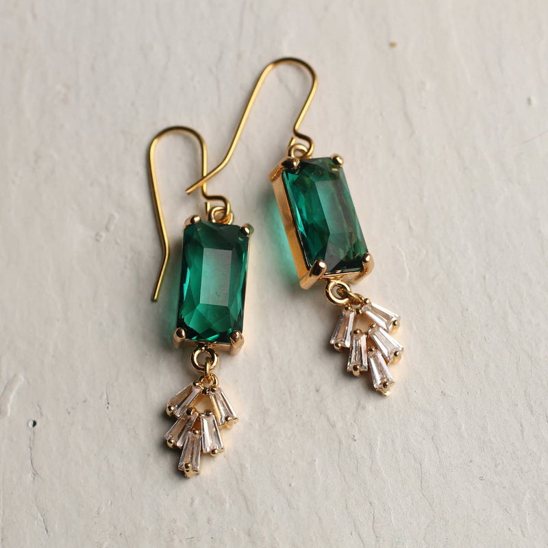 Emerald green Art Deco crystal earrings