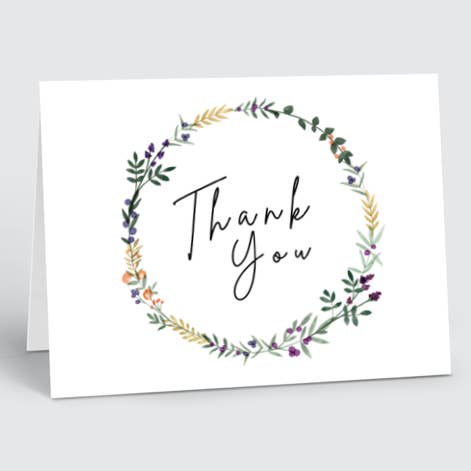 Plantable thank you floral wreath card