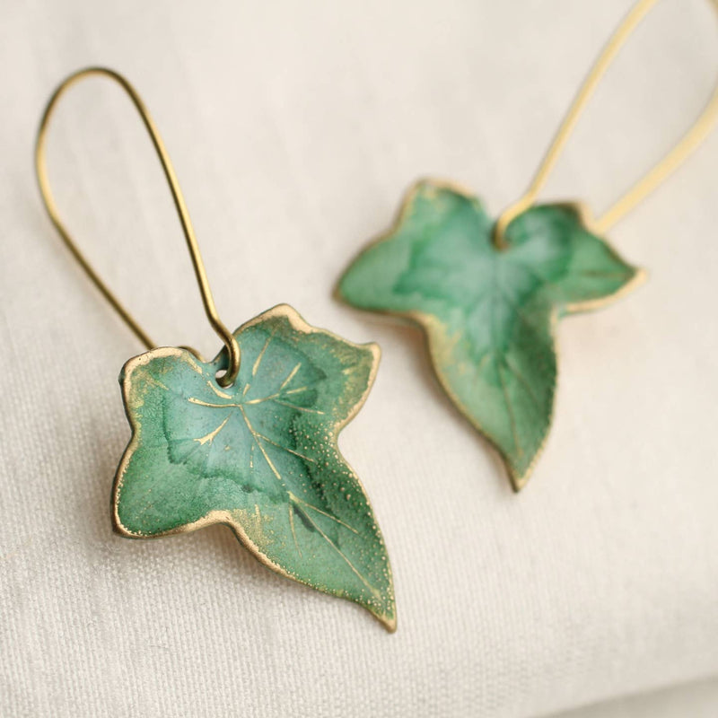 Ivy Leaf drop earrings (green, blue or turquoise)