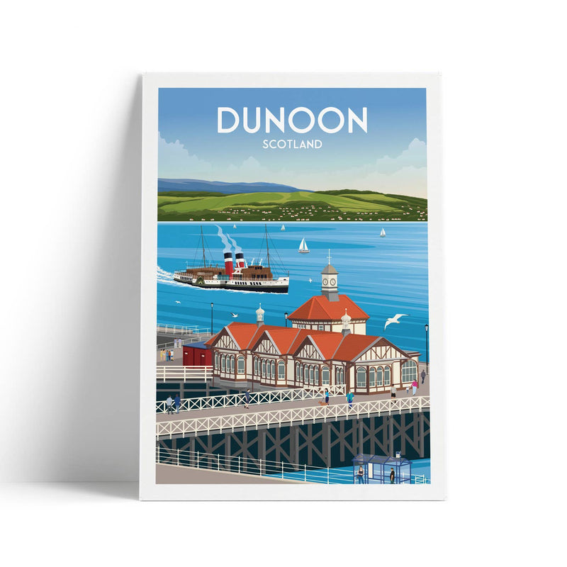 Dunoon Pier with Waverley Steamer A4 travel poster print
