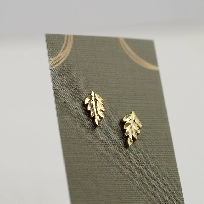 Gold vermeil fern stud earrings