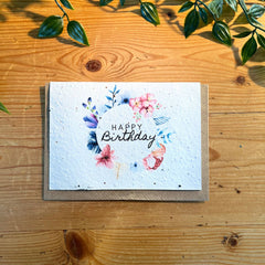 Happy birthday flower circle card