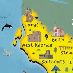 Ayrshire illustrated map A4 print