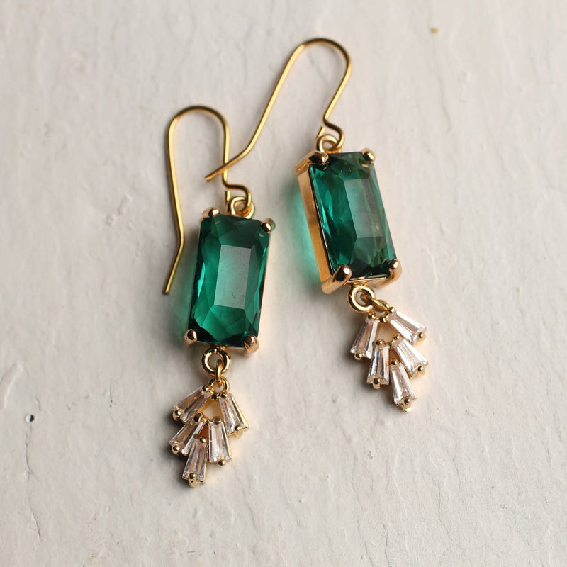 Emerald green Art Deco crystal earrings