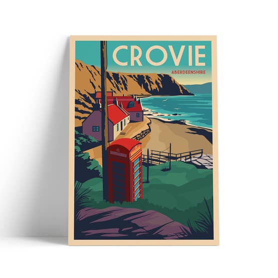 Crovie Aberdeenshire A4 travel poster print