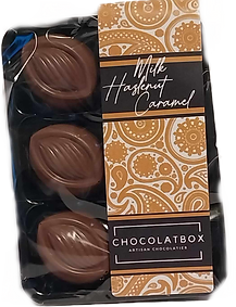 Belgian Milk Chocolate Hazelnut Caramel, 6 Pack