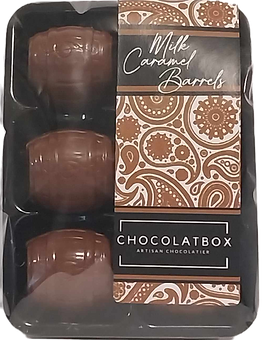 Belgian Milk Chocolate Barrels Filled With Soft Caramel, 6 Pack