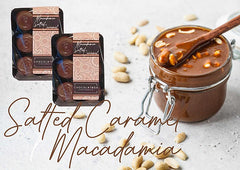 Roasted Macadamia and Soft Salted Caramel Belgian Milk Chocolate, 6 Pack