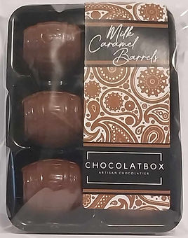 Belgian Milk Chocolate Barrels Filled With Soft Caramel, 6 Pack