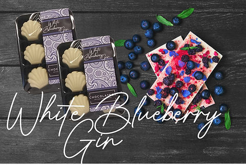 White Belgian Chocolate Filled With Blueberry Gin Ganache, 6 Pack