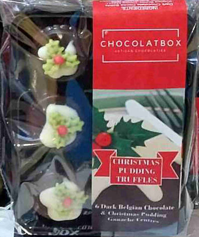 Dark Belgian Chocolate & Christmas Pudding Ganache Centres, 6 Pack