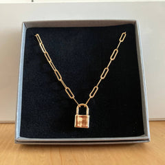 Gold plated lock necklace