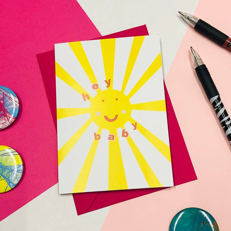 Hey Baby Smiling Sun Card