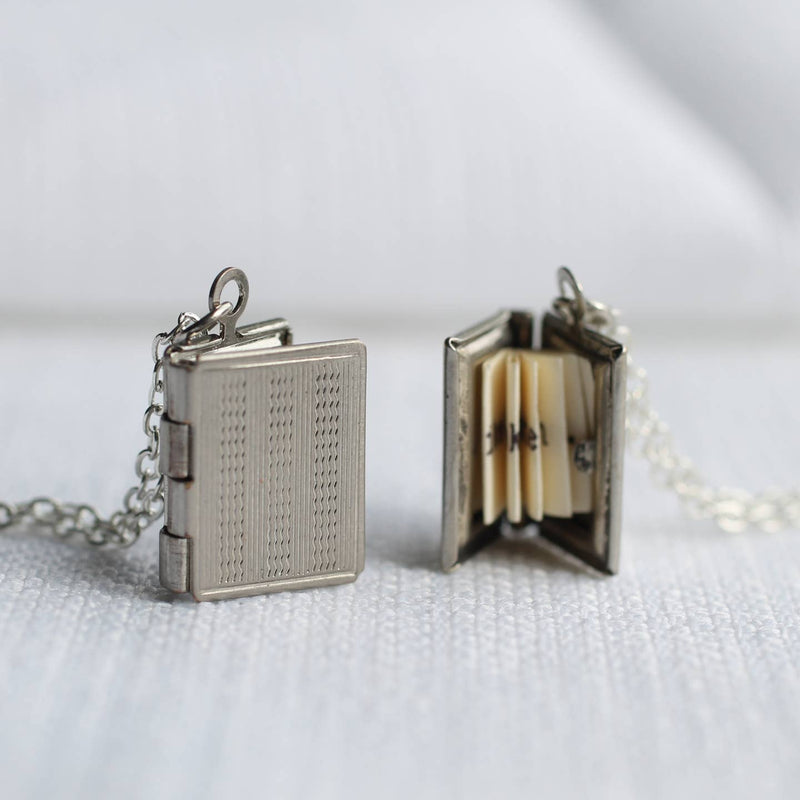 Book locket necklace (with hidden pages inside!)