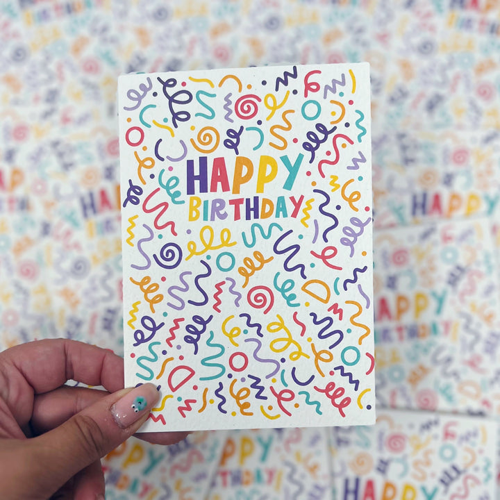 Happy birthday squiggly patterns card