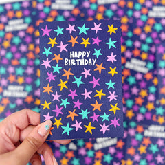 Happy birthday stars pattern card