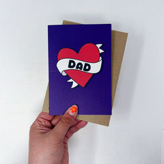 Dad heart (tattoo style) card
