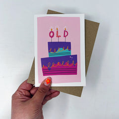 Old candles birthday cake card