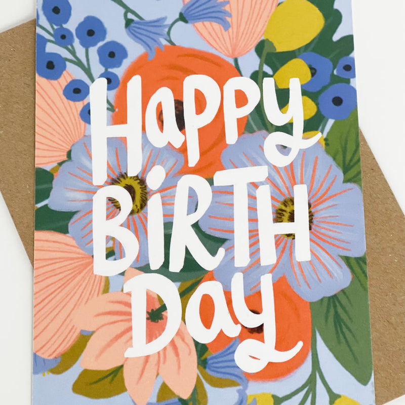 Happy birthday colourful flowers card