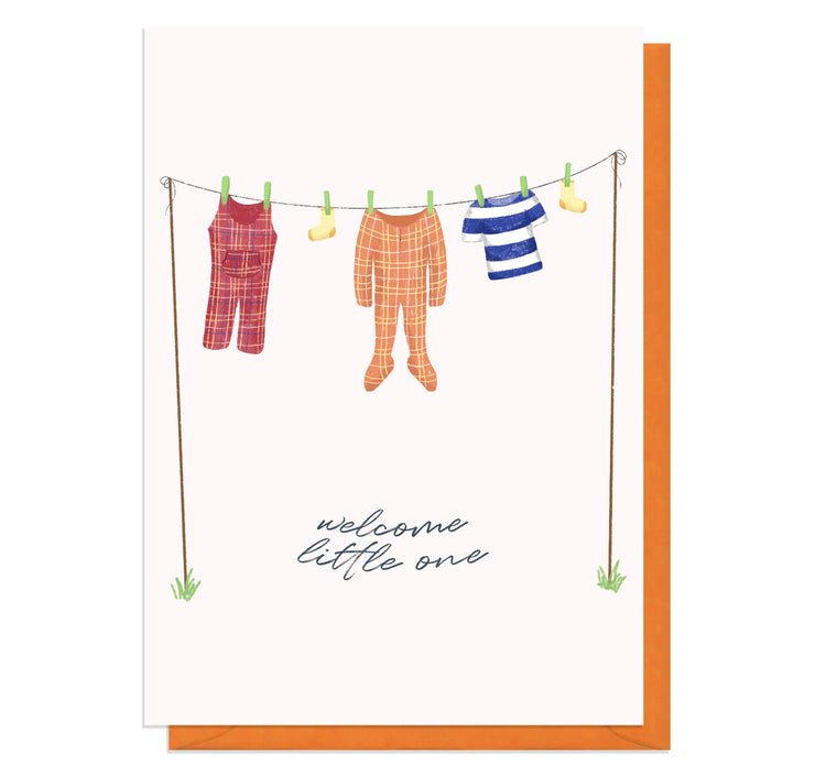 Welcome little one washing line card