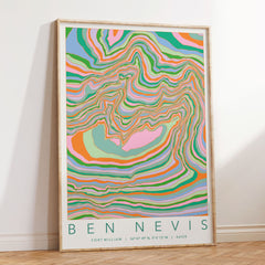 Mountain colourful topography print - Ben Nevis