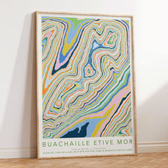 Mountain colourful topography print - Buachaille Etive Mor
