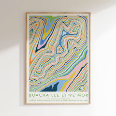 Mountain colourful topography print - Buachaille Etive Mor
