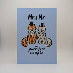 Mr and Mr purrfect couple/wedding engagement cat card