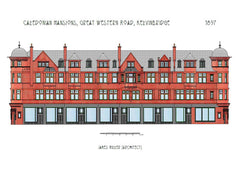 Tenement A3 print - Caledonian Mansions, Great Western Road, Kelvinbridge