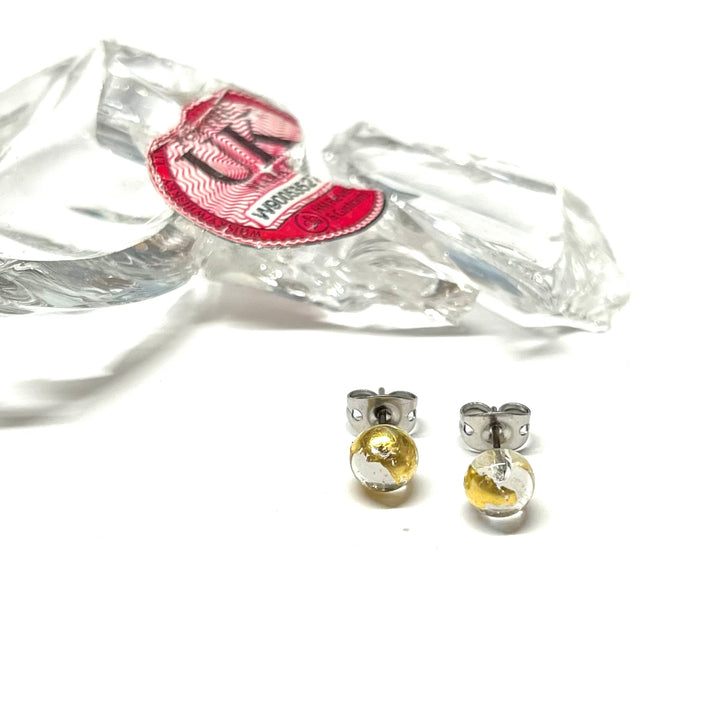 Clear & gold glass whisky bottle studs