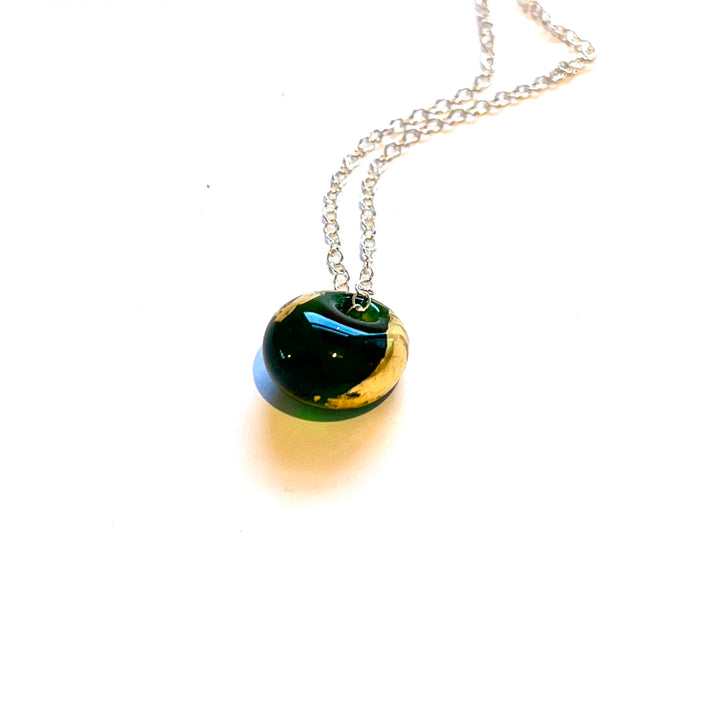 Green & gold glass whisky bottle pendant