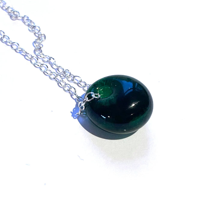 Green glass whisky bottle pendant