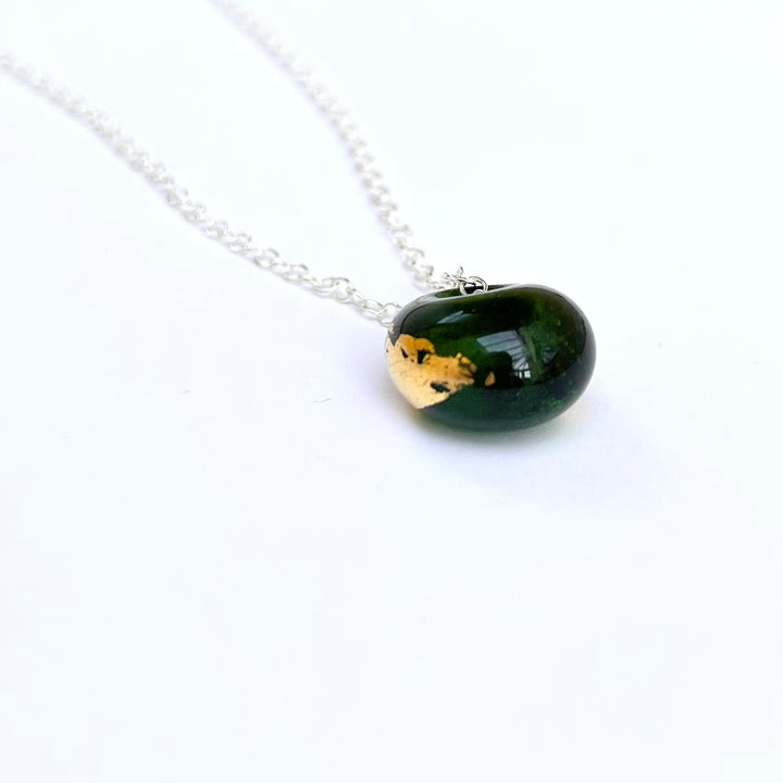 Green & gold glass whisky bottle pendant