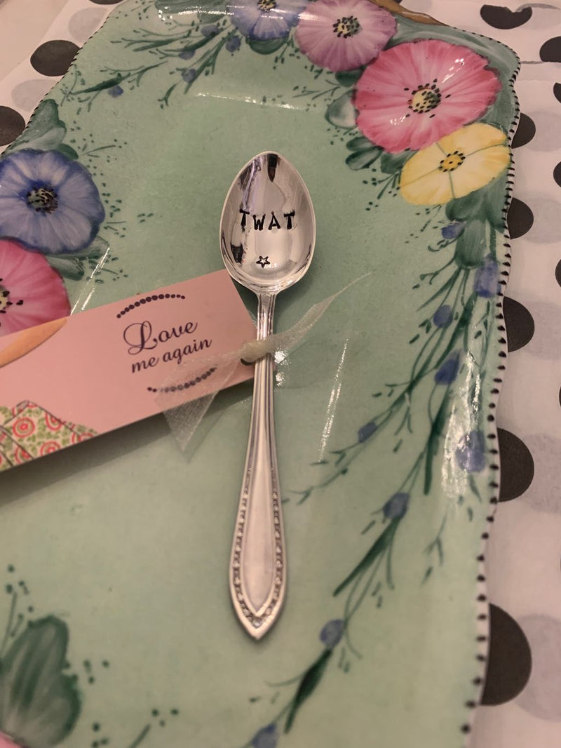 'Tw*t' - hand stamped vintage teaspoon