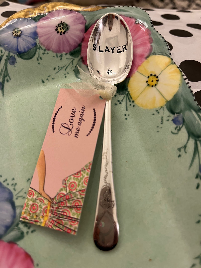 'Slayer' - hand stamped vintage spoon