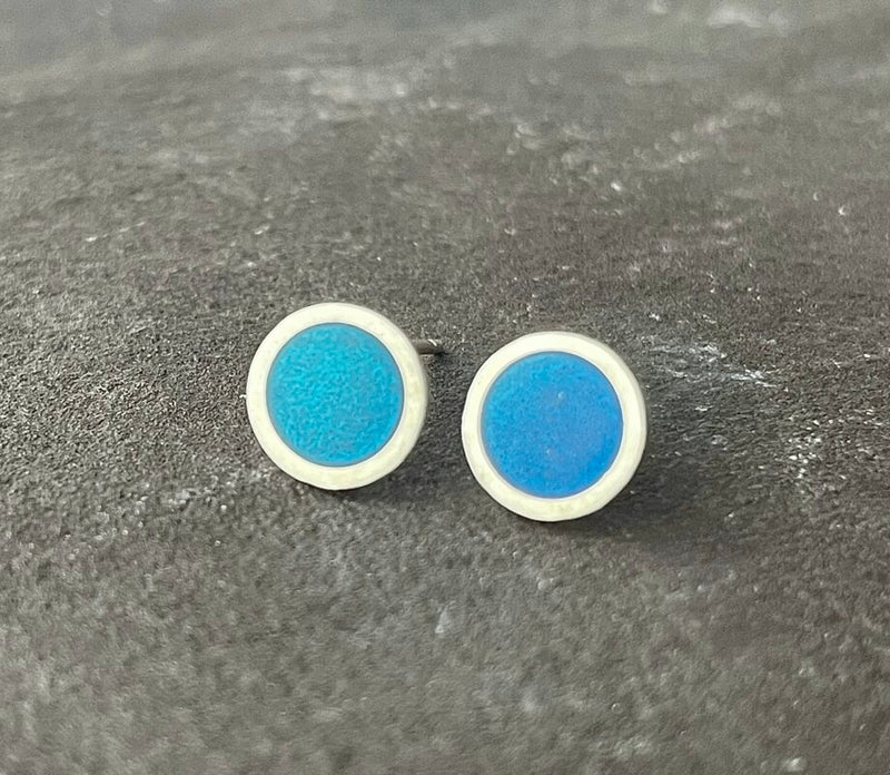 Sterling silver & enamel colourful studs - turquoise