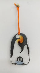 Fused glass hanging penguins
