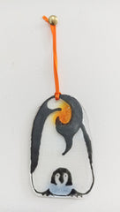 Fused glass hanging penguins