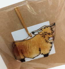 Fused glass Highland cow card