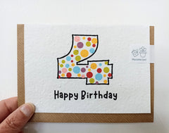 Plantable happy birthday age 4 card