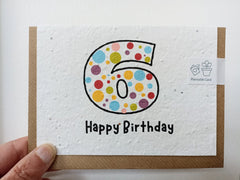 Plantable happy birthday age 6 card