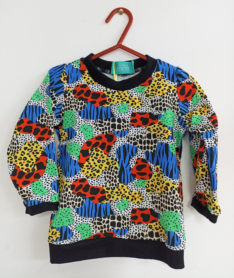 Long sleeved baby/child t-shirt - colourful animal print (12-18 months)