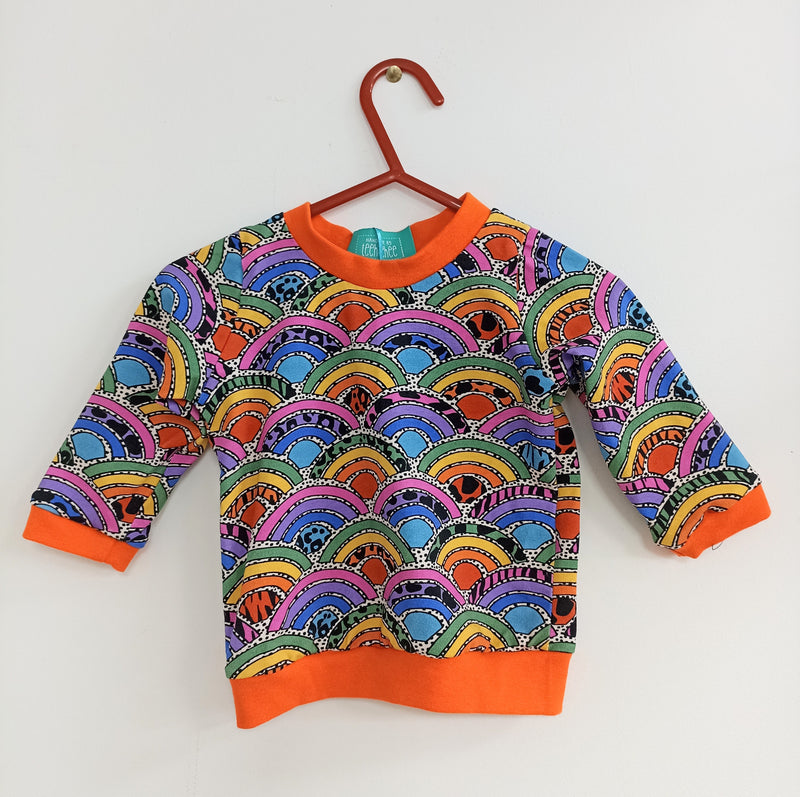 Long sleeved baby/child t-shirt - colourful rainbow shapes print (0-6 months)