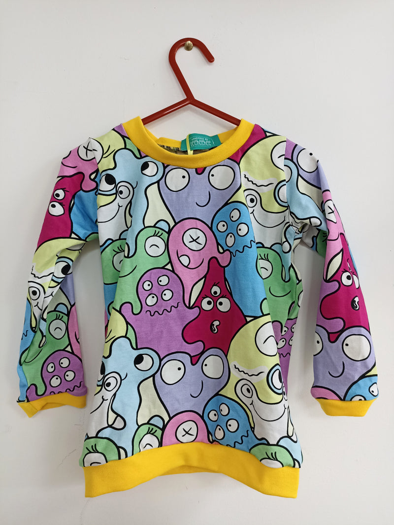 Long sleeved child t-shirt - googly eyes creatures print (2-3 years)