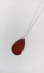 Enamelled red teardrop necklace