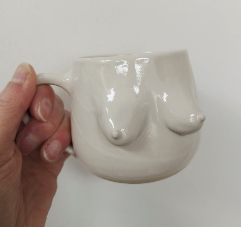 Hand thrown boob mug - 2 colours available